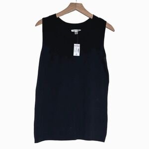 Dressbarn XL black sleeveless 63%‎ rayon 37% nylon ribbed top NWT